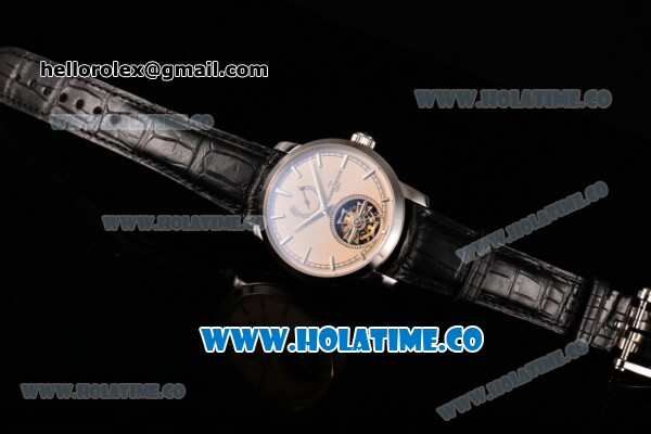 Vacheron Constantin Patrimony Swiss Tourbillon Manual Winding Steel Case with Beige Dial Black Alligator Strap and Stick Markers - Click Image to Close
